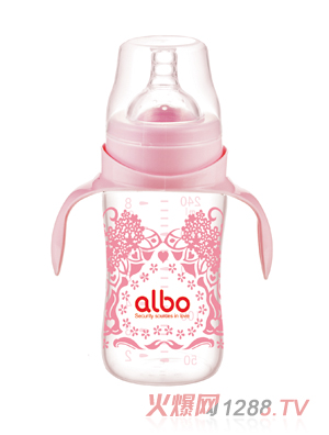 愛(ài)樂(lè)寶240ml寬口晶鉆玻璃奶瓶粉紅