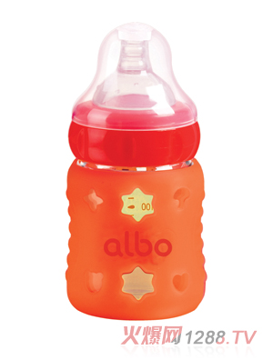 愛(ài)樂(lè)寶150ml硅膠感溫玻璃奶瓶橙