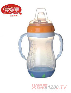 愛(ài)嬰寶嬰兒感溫帶柄PP學(xué)飲杯270ml