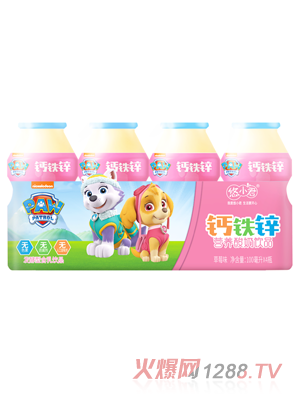 汪汪隊(duì)鈣鐵鋅營養(yǎng)酸奶飲品草莓味塑包